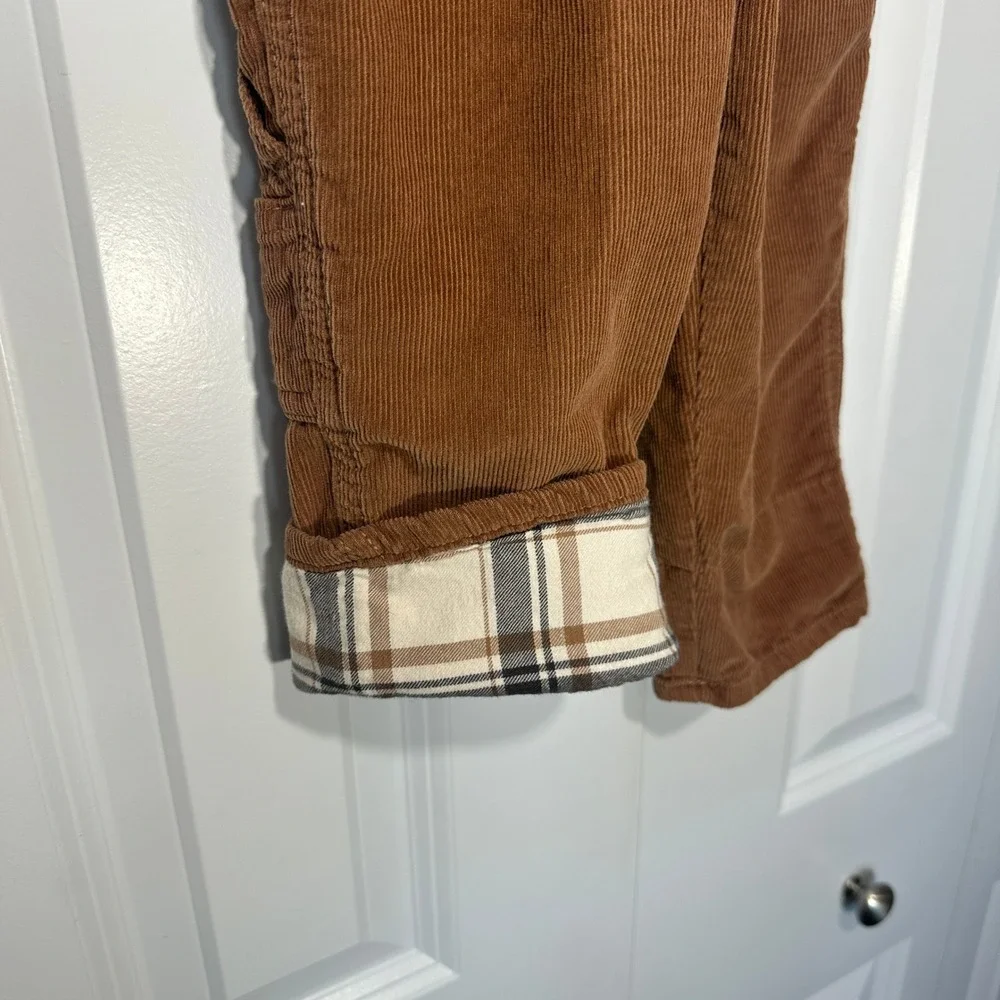 OshKosh Corduroy Overalls Kids 2T Brown Plaid Lined Bibs Cotton Vestbak Neutral